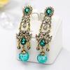 Fashionable Women Girl Long Rhinestone Pendant Earrings Decoration Jewelry Accessory (Green)