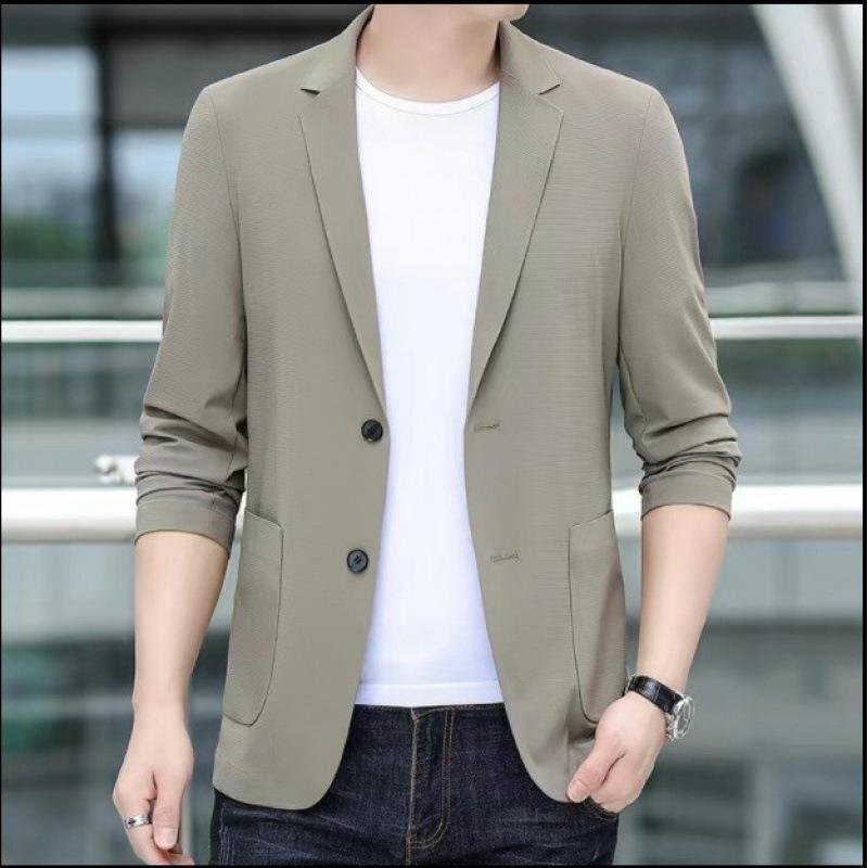 

Мужской легкий быстросохнущий противоморщинистый летний костюм - защита от солнца, деловой повседневный 2025