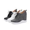 Women's slope heel single shoes spring and autumn inner height increase casual lace-up low-top shoes