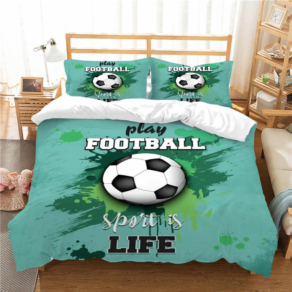 3D Fußball Druck Bett Anzug Bettwäsche Quilt Abdeckung Hause Bettwäsche Kinder Geschenk Mikrofaser Tröster Atmungsaktive Bettbezug