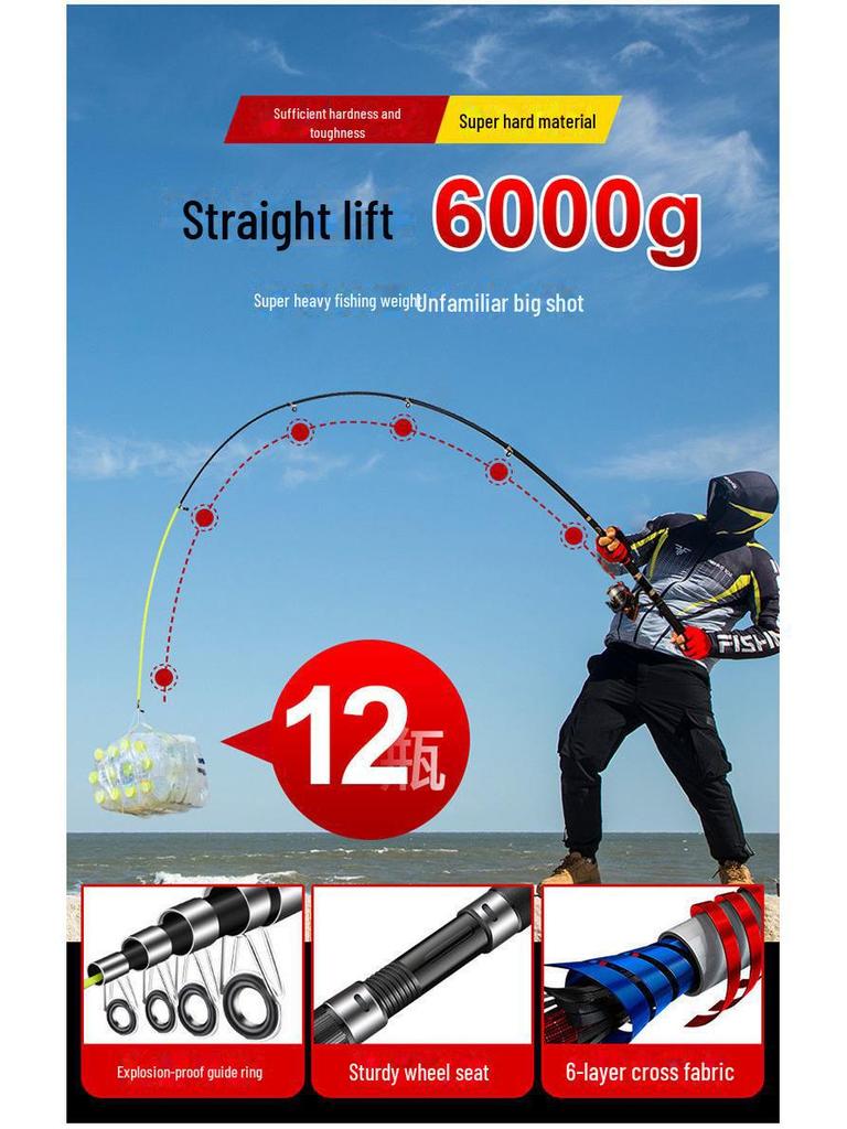 Minglun Wolf King Carbon Sea Rod Set: Super Hard, Long-Cast Fishing Gear.