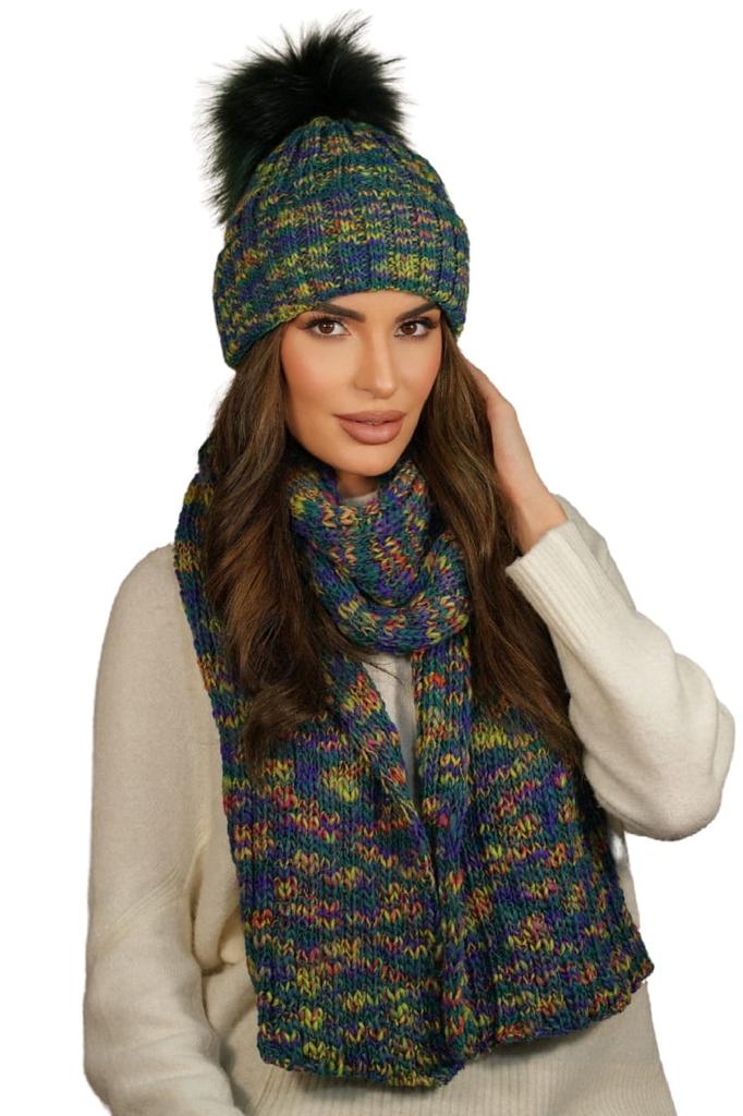 Winter Scarf Multicolor Striped Color Green Kamea-Pavone