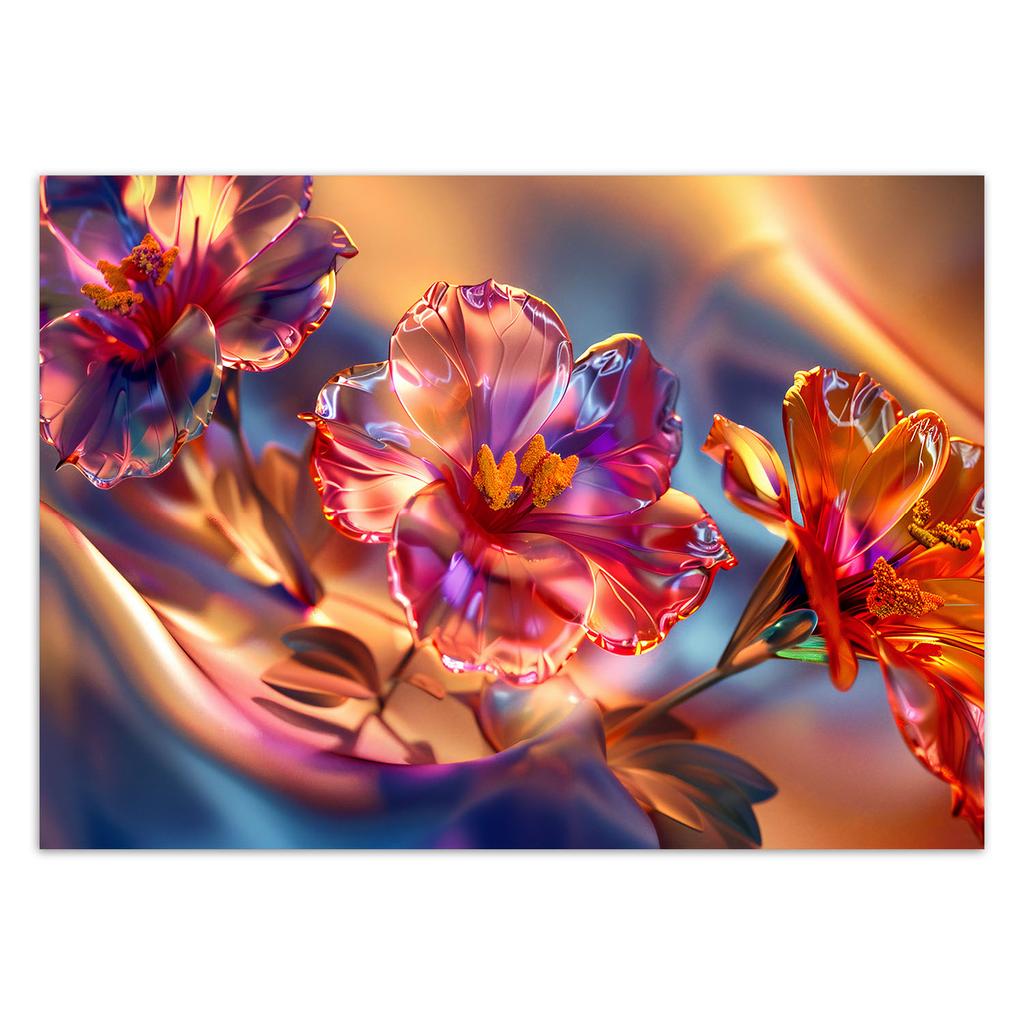 Wallpaper Shiny Glass Flowers