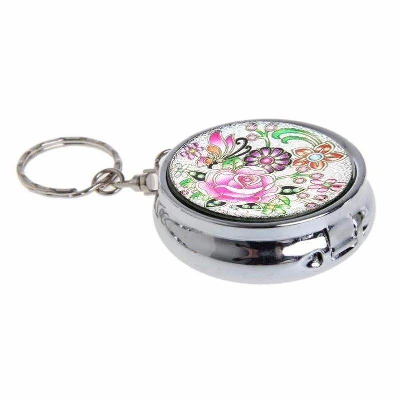 Useful Portable Pocket Stainless Steel Round Cigarette Ashtray with Keychain AU(Color Random)