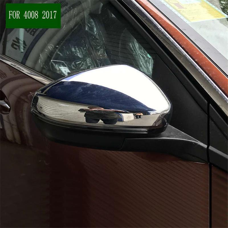 car styling decoration rear view Rearview Side glass Mirror Cover trim frame lamp 2pcs For Peugeot 3008 / 4008 2016 2017 2018