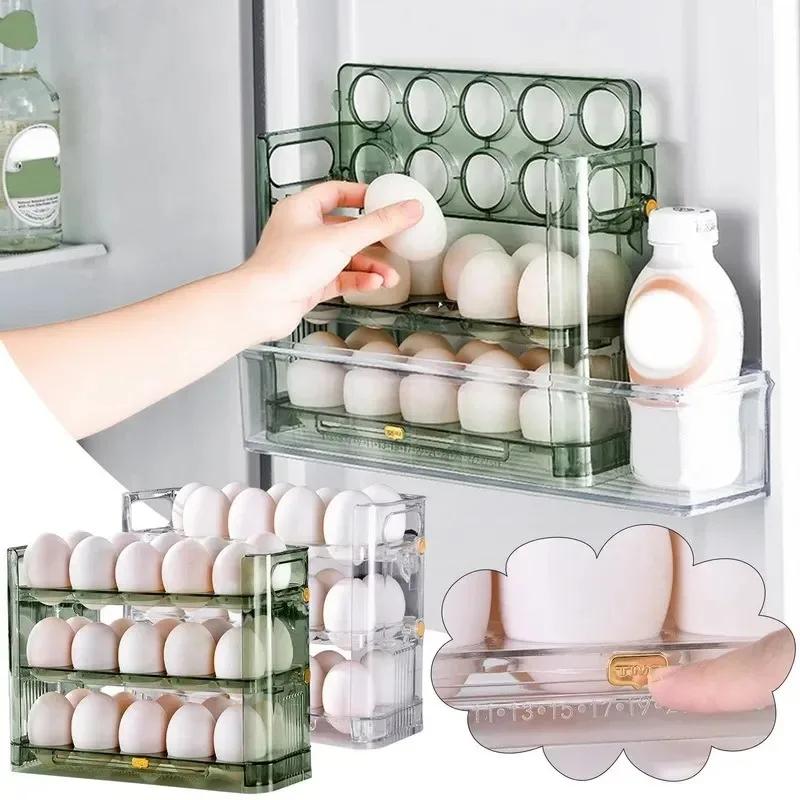 30 Slot Egg Storage Box PET Material Refrigerator Side Door Organizer Kitchen Egg Holder Space Saving Easy Access Design