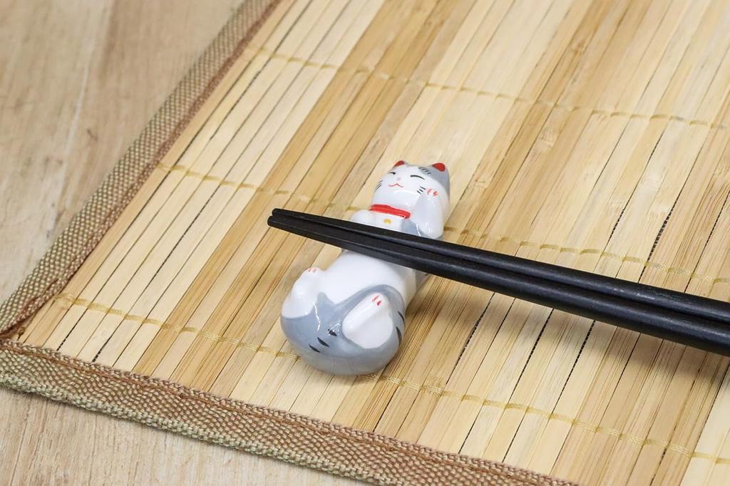 Yakushi Kiln Chopstick Rests, Set of 3, "Sleeping Cat
