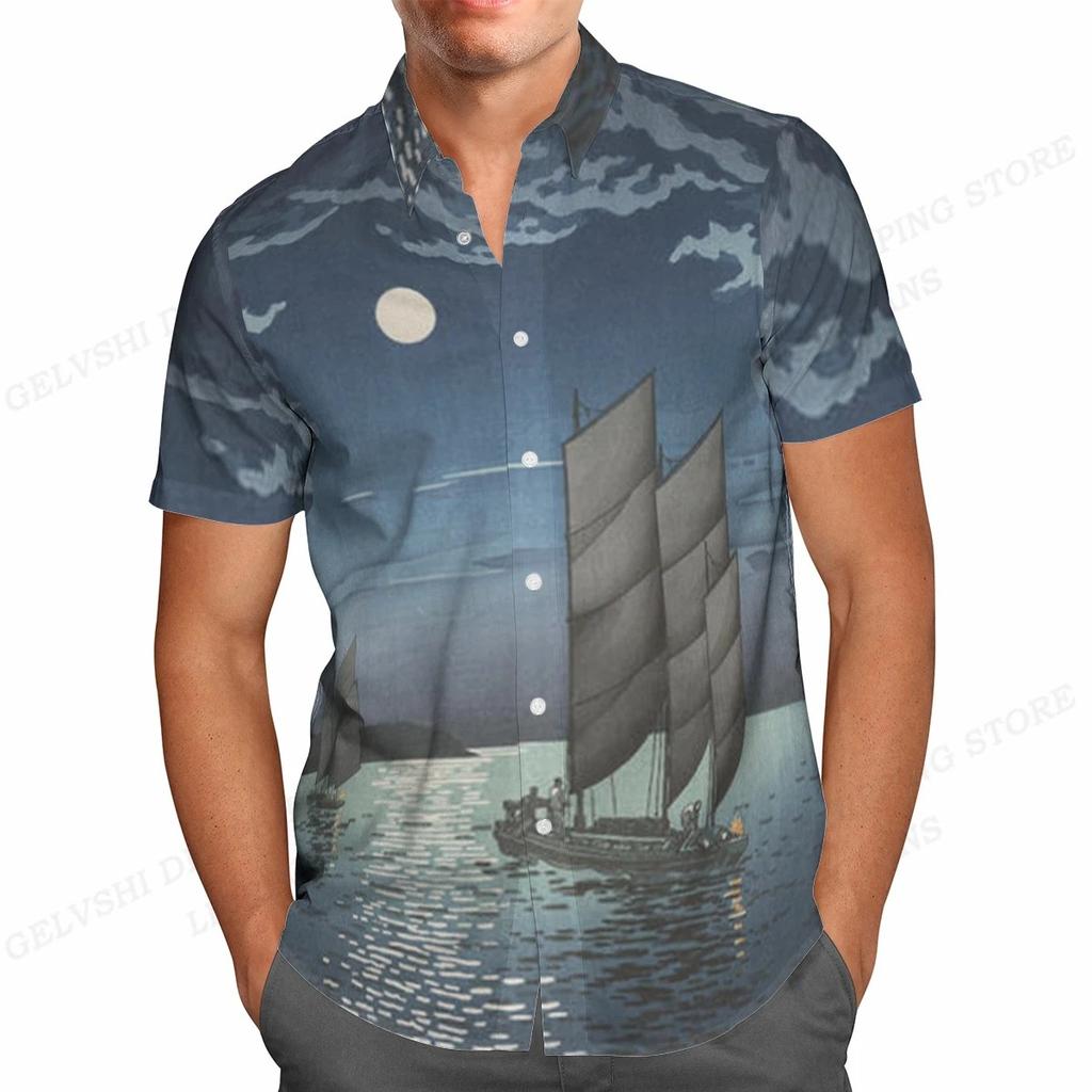 Men's Contrast Patchwork Short Sleeve Shirt Casual Lapel Button Down Top for Daily Commute Vacation