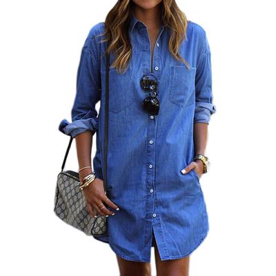 women's short sleeve blue jean shirt