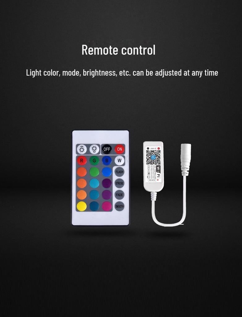 Waterproof 12V LED Light Strip with Alexa Voice Control and 24-Key Remote