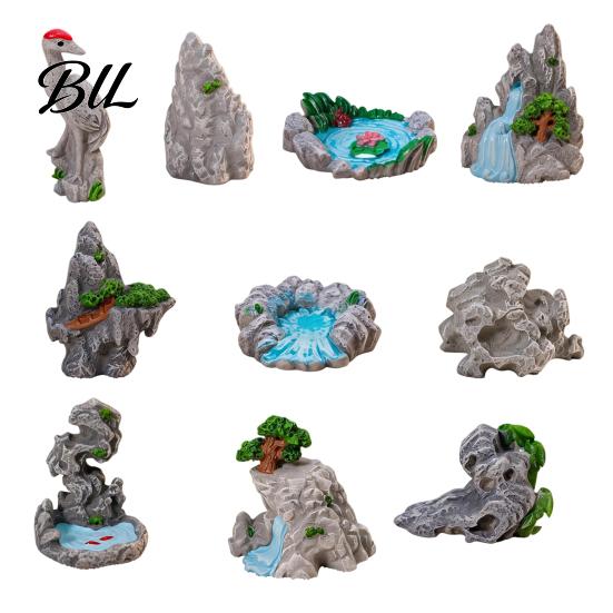 Mini Rock Arrangement for Landscaping 2 Pcs Miniature Stone Statue Resin Fake Models Diorama Delicate Art Piece Supplies Micro Train Landscape Railway