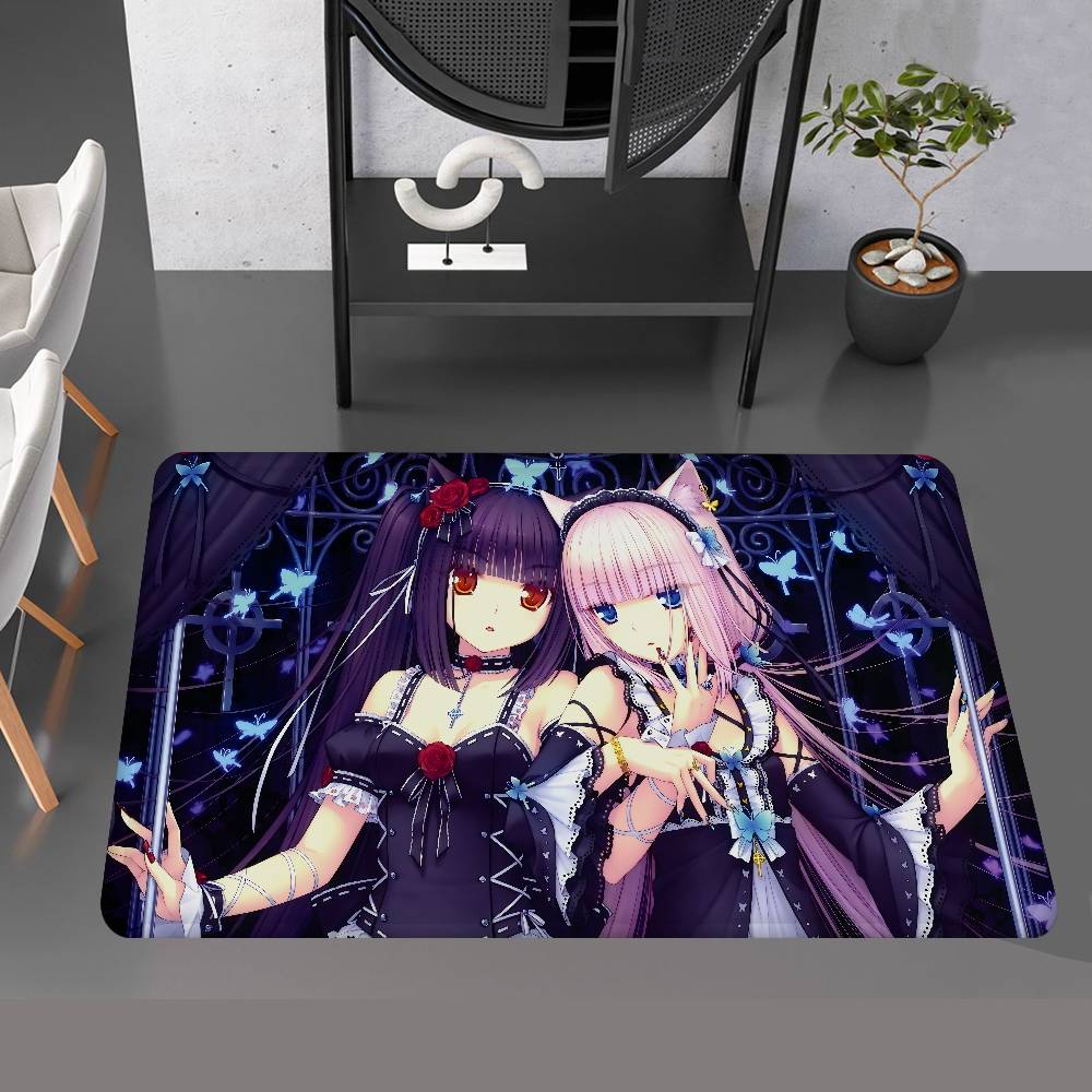 Anime Kawaii Girl Nekopara Door Mat Washable Non-Slip Living Room Sofa Chairs Area Mat Kitchen Doormat Area Rug