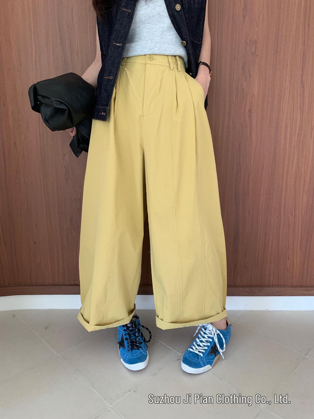 

Crisp Cotton Panel-Stitched Casual Pants - 2026 Spring Arrival Large жёлтый