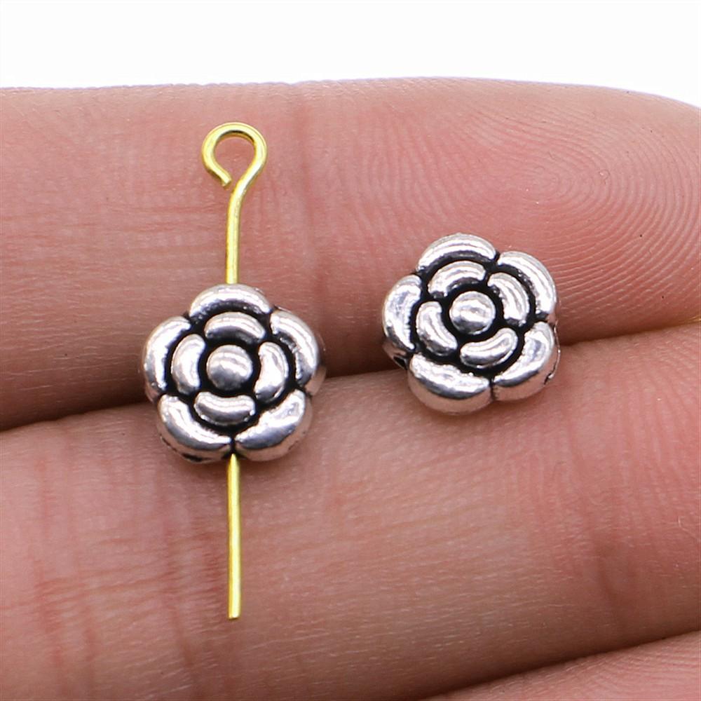 20pcs Flower Small Hole Bead Charms For Jewelry Making DIY Crafts Making Findings Handmade Tibetan Jewelry