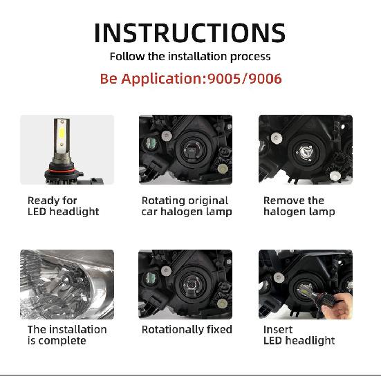 300W H7 H11 LED Car Headlights Bulbs 30000LM 9005 HB3 9006 HB4 9012 Turbo Auto Headlamps 6000K White Fog Lights 12V Front Lamps Bulbs 7