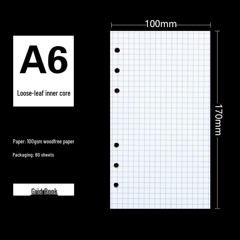 6-Hole A5 Notebook Refill: A6 Size, 80 Sheets, 100gsm Dowling Paper