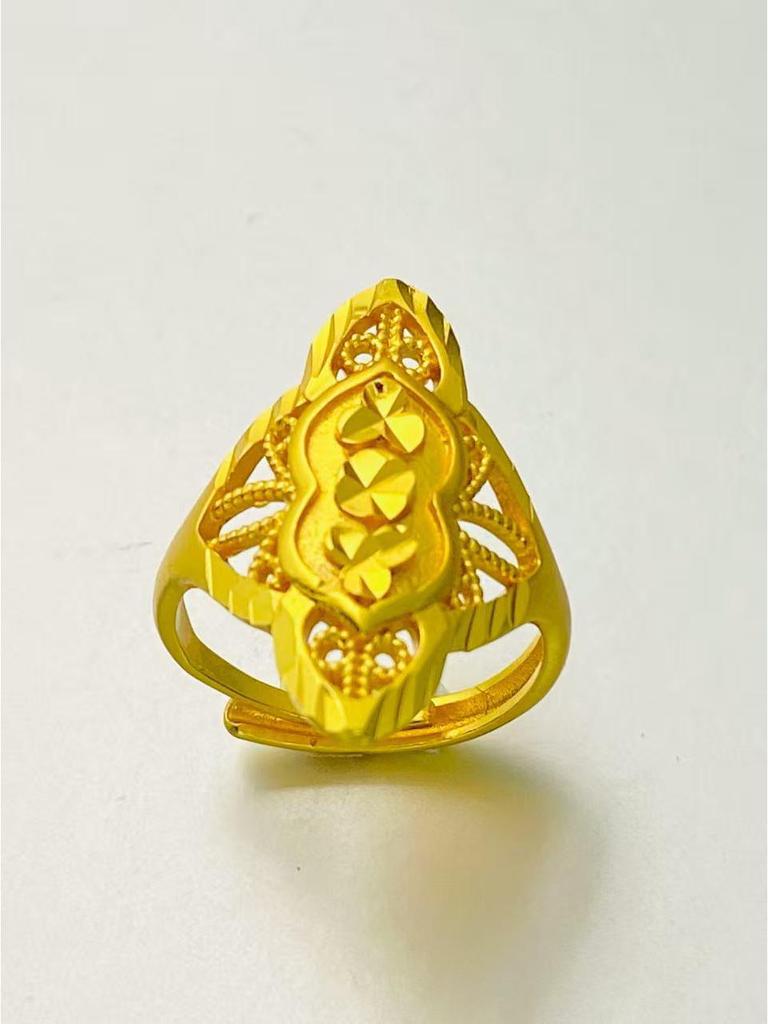 24K Gold Plated Adjustable Brass Ring - Personalized High-End Design