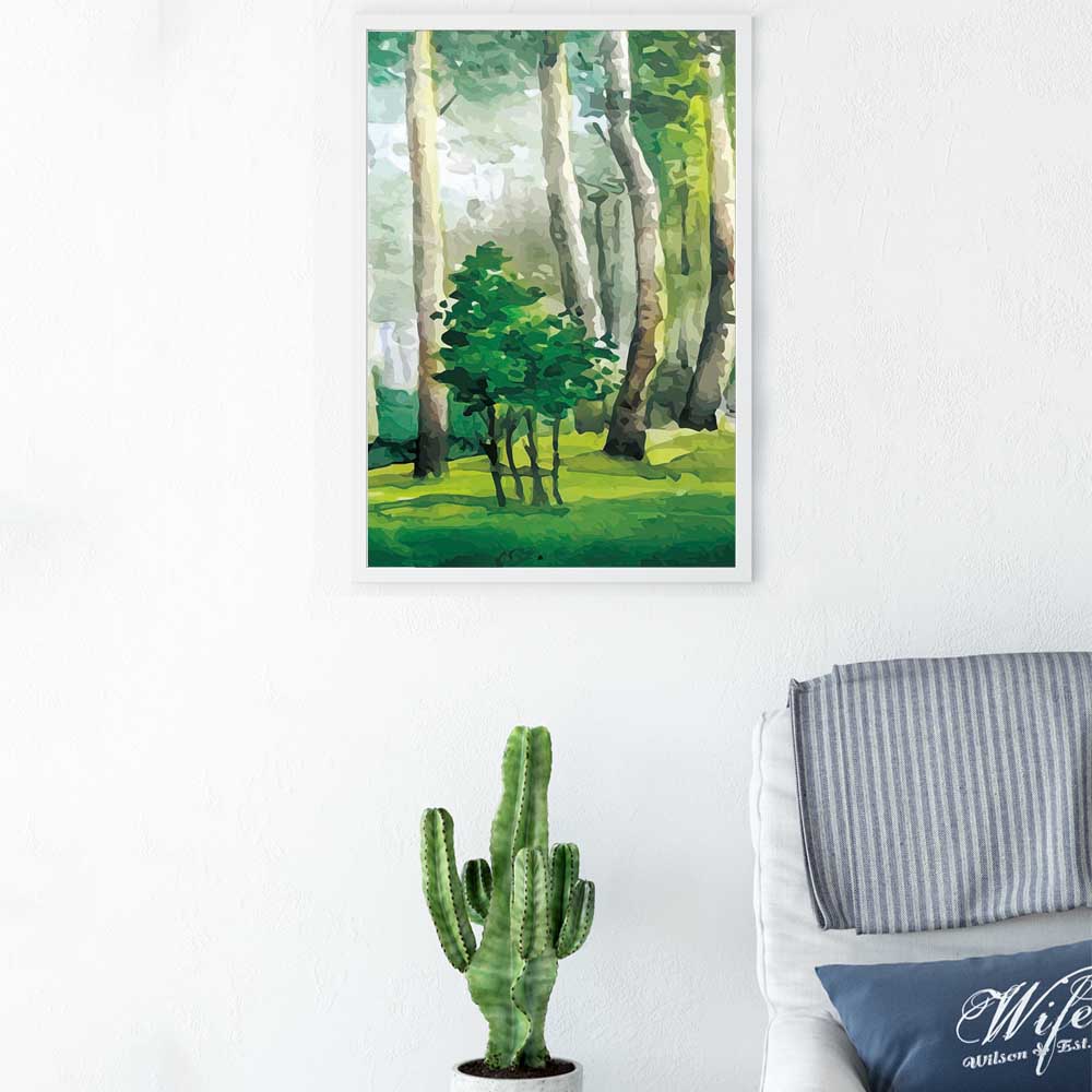 Nordic Landscape Oil Painting Green Forest Nature Art Canvas Painting Living Room Corridor Office Home Decoration Mural No Frame