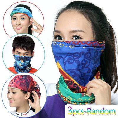 2020 Hot New Women Fashion Print Sport Elastic Headwraps Hair Band Cycling Face Scarf 3pcs-Random