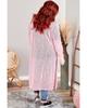 Azura Exchange Pink Sheer Knitted Long Side Slit Plus Size Cardigan