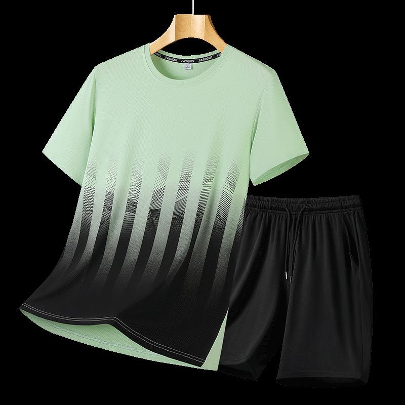 Unisex Oversized Ice Silk Quick-Dry Round Neck T-Shirt & Shorts Set for Plus Size - Summer 2025 Edition