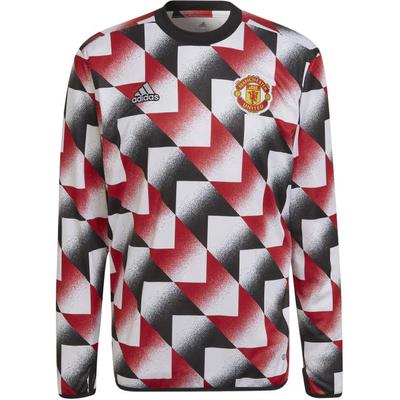 Manchester United Haut d'échauffement d'avant-match T-shirt à manches longues doux et confortable Hauts pour hommes Rouge vrai H56683