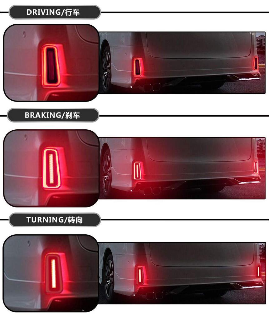 Vehicle Inspection Compliant Alphard Vellfire 30 Series Early and Late LED Reflector Red/Smoke Lens