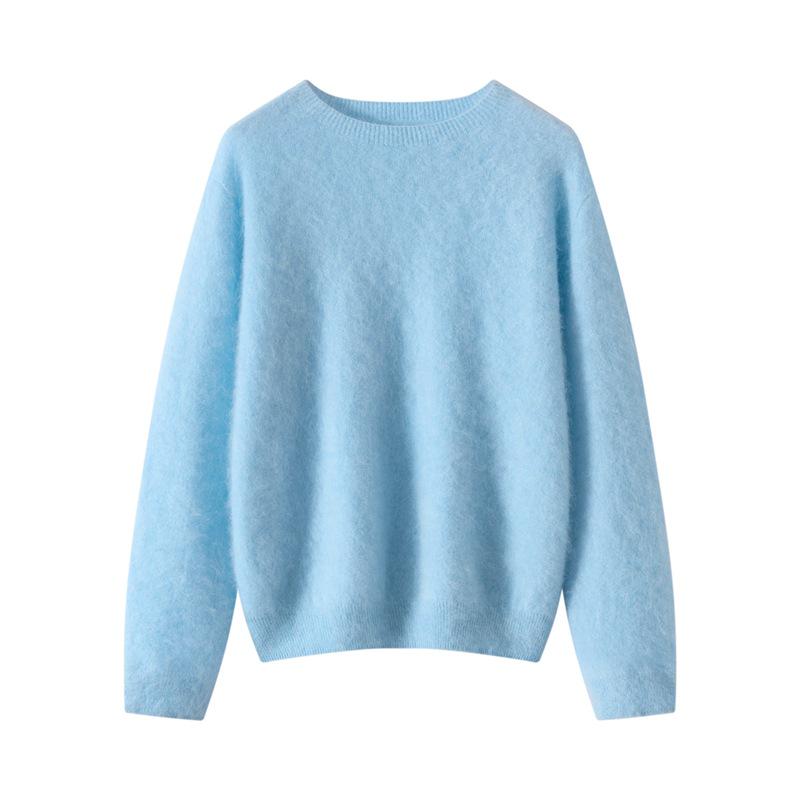 100% Cashmere Women`s Round Neck Brushed