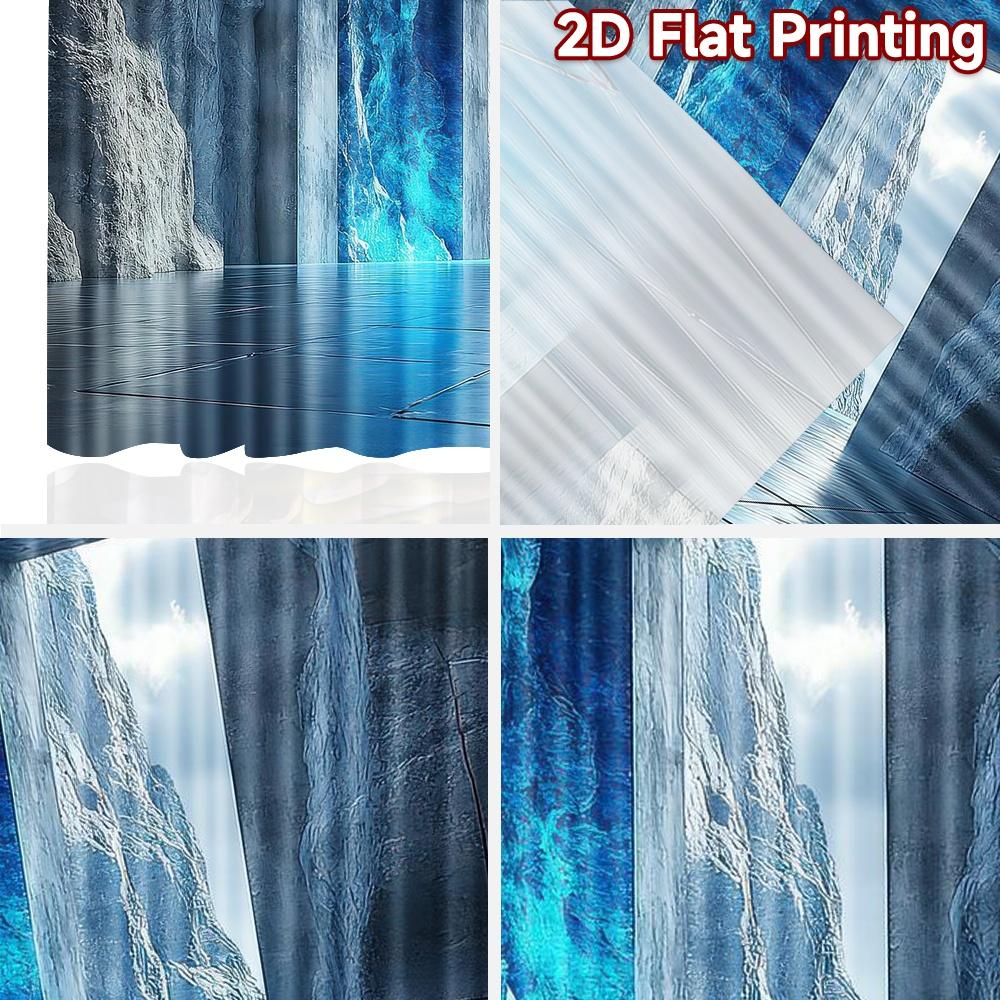 2D flat Photography Backdrop Background Banner Blue Ice Stone Passage 100% Polyester Family Party for Suitable for indoor