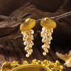 Boho Elegant Imitation Pearl Seashell Dangle Earrings For Women Creative Clustered Pear Shell Tassel Earring Beach Party Jewelry