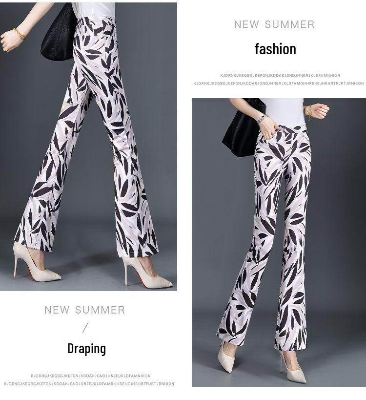 Cuihua Women's Summer Micro-Flare Body-Shaping Pants, 2025 Fashion Trends, Elastic Waist, Slimming and Versatile Design