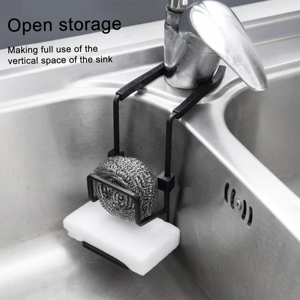 Kitchen Sponge Storages Sink Drain Drying Rack Shelf Bathroom Toilet Sponge Holder Cleaning Sponge Rack Hooks Accessories Tools