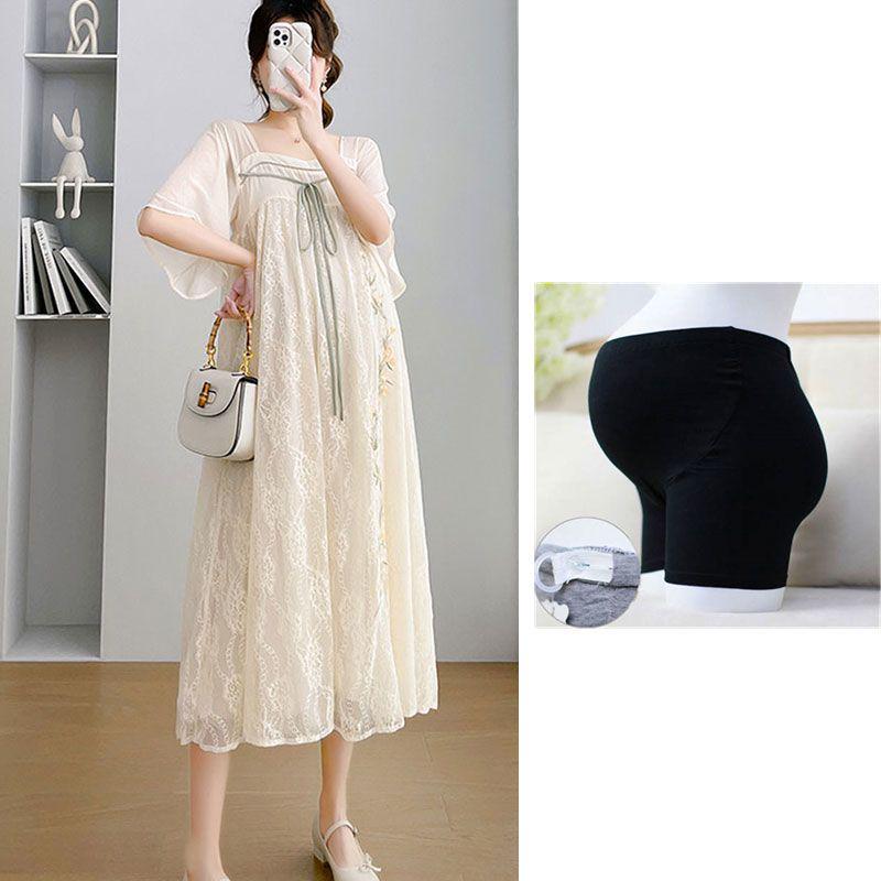 Maternity Chiffon Embroidered Qipao Dress - Summer Style, Plus Size, Loose Fit