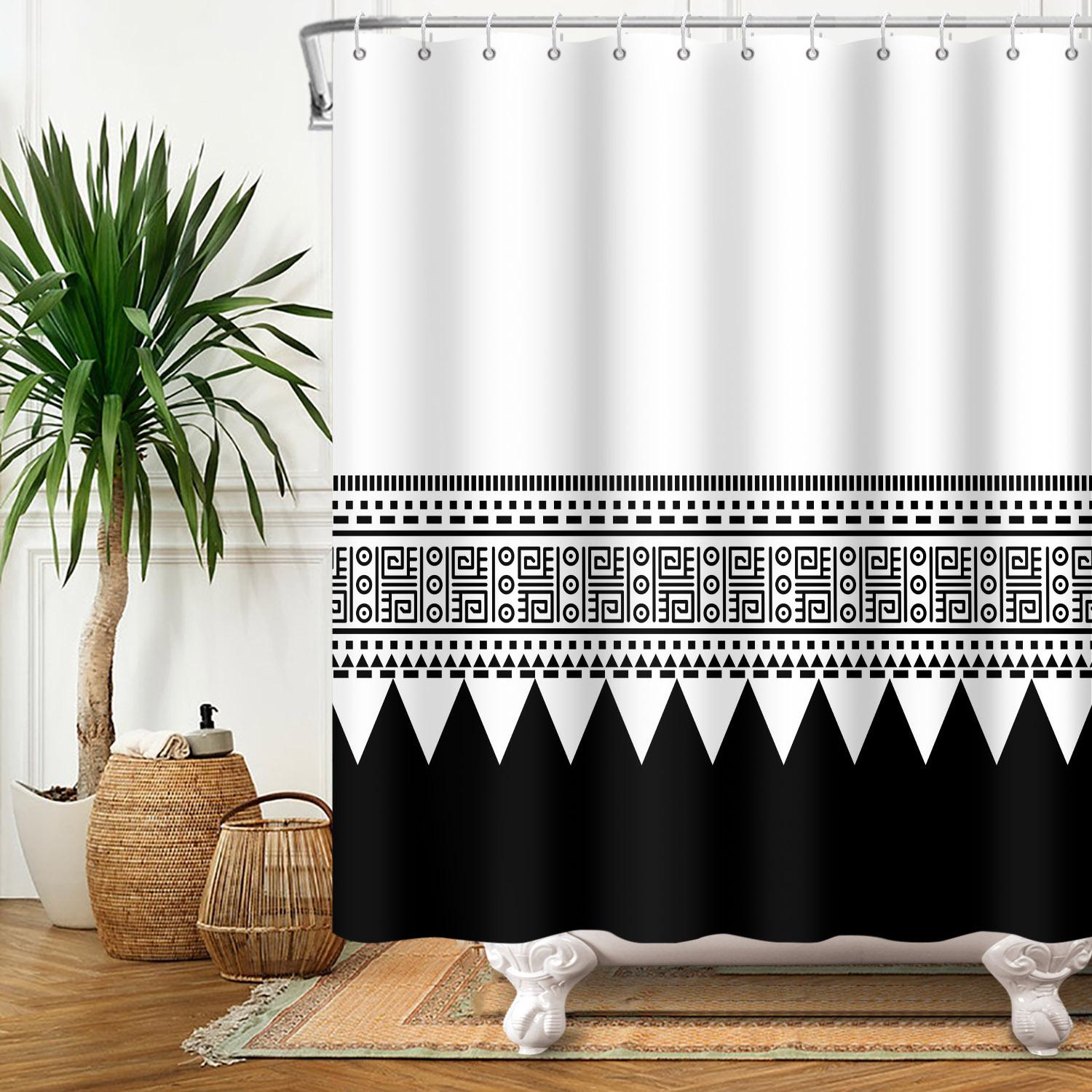 

Geometric Line Shower Curtain Bathroom Artistic Styling Modern Simple Polyester Waterproof Bathroom Shower Curtain Decoration W60H190(CM)-1 Pcs