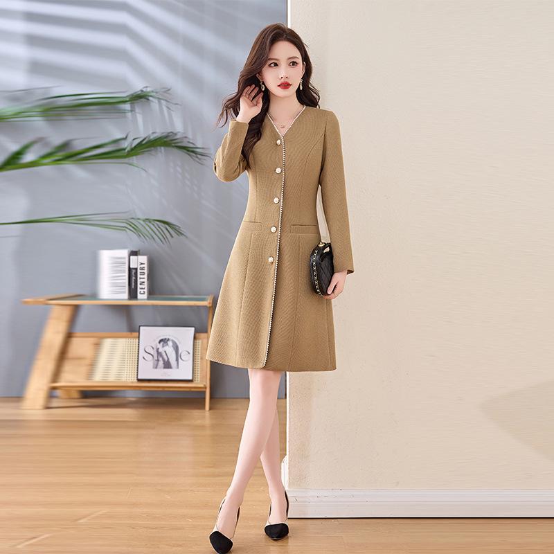 

Spring 2025 Mid-Length Single-Breasted Waist-Hugging Dress with Long Sleeves - NY2555 XXL (128-140 jin) верблюд