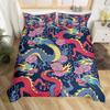 Boys Dragon Comforter Cover Queen Queen Full Size Colorful Dragon With Wing Bedding Set Trippy Magical Animal Duvet Cover Set