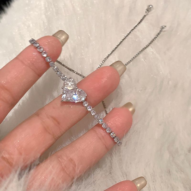 Zircon glass bead square love adjustable bracelet trendy fashion bracelet light luxury high-end jewelry women