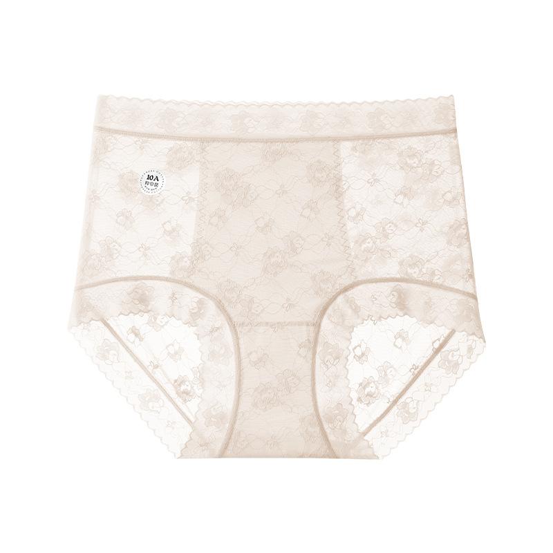 Große Größe Damen Sommer Spitze Erweiterter Schritt Nicht Abzeichnend Antibakteriell Hohe Taille Bauch Dreieck Slips