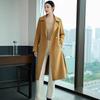 Women's Extra-Long Slim-Fit Over-the-Knee Double-Faced 100% Wool Queen Style Trench Coat for Autumn/Winter