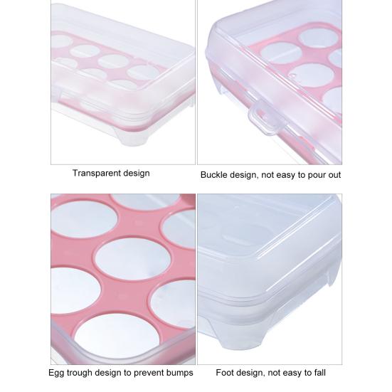 Äggförvaringslåda Hög Kapacitet Anti-Kollision Transparent Synlig 15 Fack Kylskåp Ägg Förvaringslåda Kökstillbehör