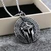Antique Spartan Warrior Mask Pendant Necklace Stainless Steel Mens Jewelry Single Sided Design