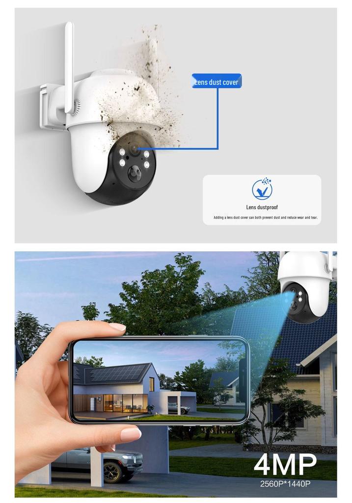 HD Solar PTZ Outdoor Monitoring Camera, WiFi & 4G US/EU Versions, ICSee Compatible.