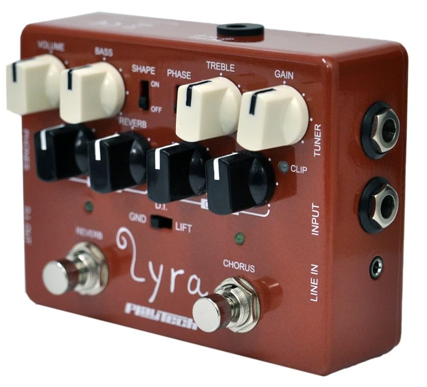 PLAYTECH Acoustic Guitar Preamp with and Chorus Effects 2-Band EQ, Reverb,