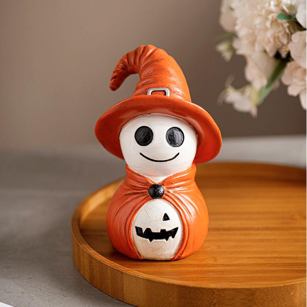 Handicraft Spooky Creat Resin Ornaments Halloween Themed Smiling Wizard Figurine  Festival Decor