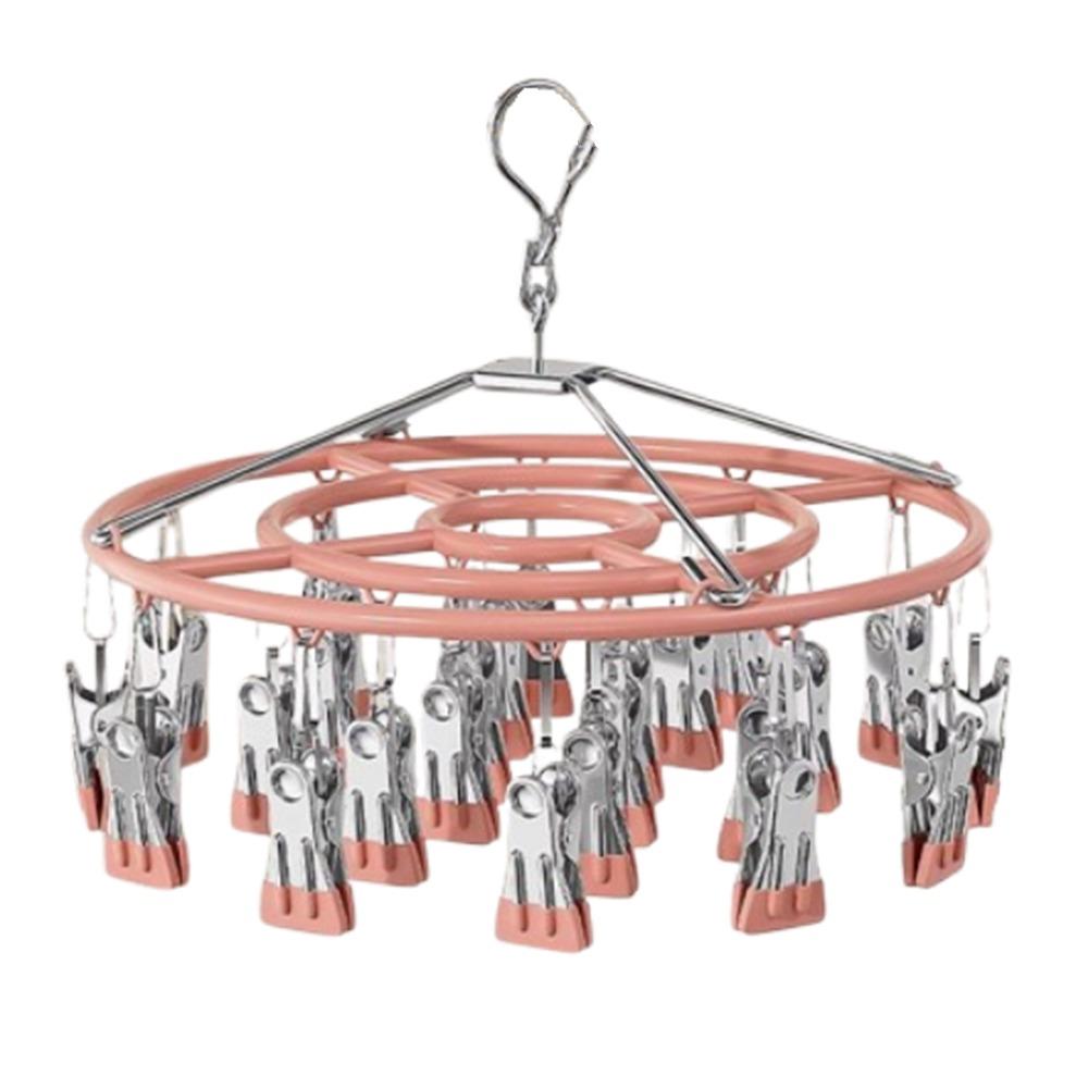 Stainless Steel 24 Clip Hanging Rack Lightweight Clothes Hanger Underwear Socks Clip  Bathroom