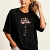 Lotus Breathe Print Unisexs Tshirt Summer Simple Versatile Casual Yoga Short Sleeve Black White Tee