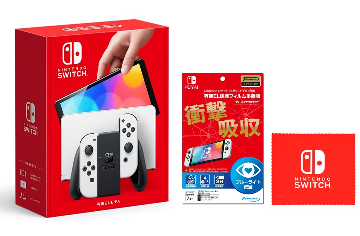 

Nintendo Switch EL Біла ліцензована захисна плівка Organic EL для дизайну логотипу Nintendo Switch EL Switch тканина з мікрофібри (органічна модель) Joy-Con