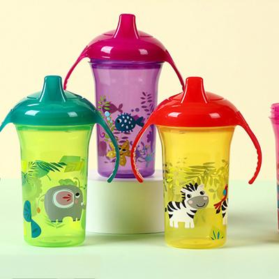 Cartoon Printed Baby Water Cup Nonslip Leak Proof Duckbill Learning Cup Children's Training Cup with Handle 300ml