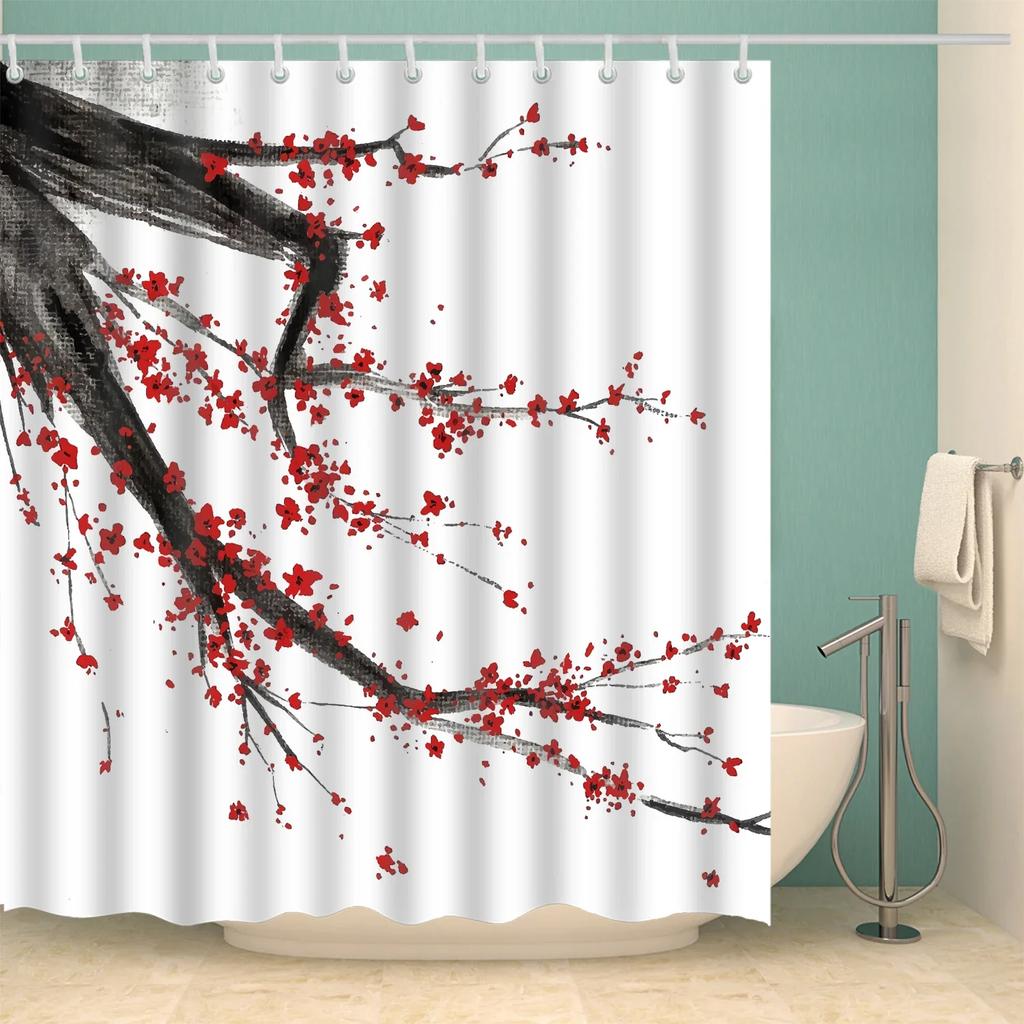 3D Tree Scenery Shower Curtains Bathroom Curtains High Quality Waterproof Polyester Bath Curtain with 12 Hooks for Home Decor