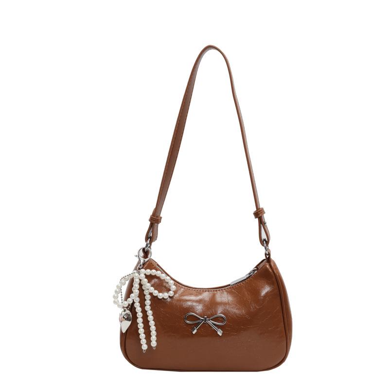 New Shoulder Messenger Bag Fashionable Texture Underarm Bow Decoration Women's Bag Retro Style Underarm Bag